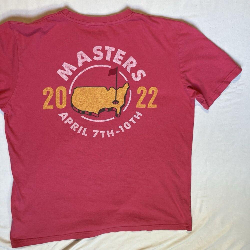 Masters T Shirt Mens L Large 2022 Cotton Golf Augusta National Pink Double Sided - Picture 8 of 9